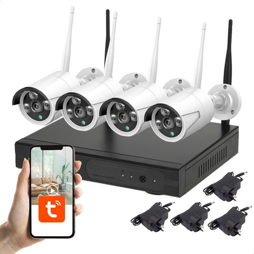 Kit Seguridad Sinovision Wifi Dvr/nvr Inalámbrico 4 Camaras