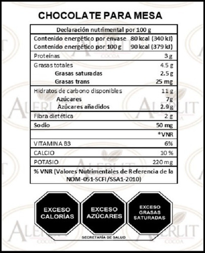 Chocolate Para Mesa 1kg 46% Cacao Directo De Fábrica