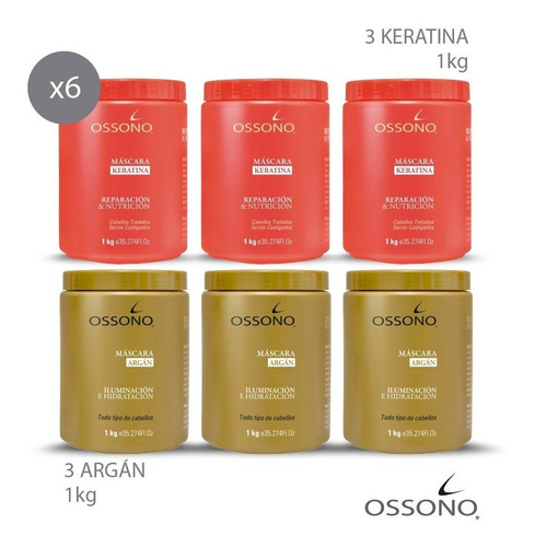 6 Mascaras Ossono X Kg A Eleccion Keratina/argan Peluqueria