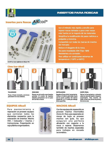 Kit Reparacion Roscas P/ Bujias M 12x1.25 Arcoil Profesional