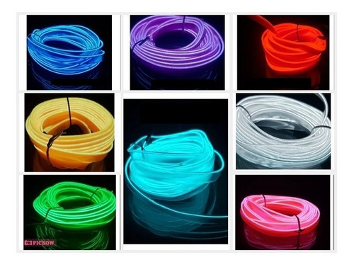 Imagem 4 de 6 de Fita De Led Tipo Neon El Wire Painel Interior Carro 5 Metros