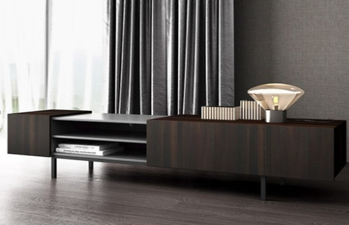 Mesa De Tv Moderno Mueble Mesa Auxiliar Con Cierre Lento Color Gris