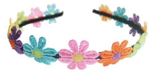 Diadema De Flores Bordadas De Colores Para Niñas