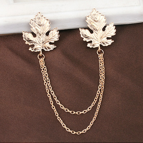 Traje De Camisa Maple Leaf Collar Cuello Punta Broche Cadena