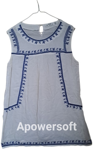 Aurojul-blusa Camisola Blanca  Bordada En Azul Talle 40 