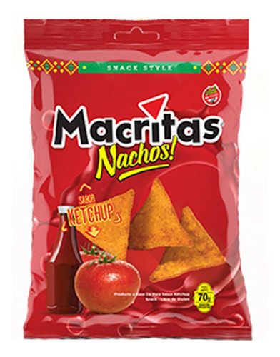 Pack X 3 Nachos Macritas Sabor Ketchup X 70 Grs.