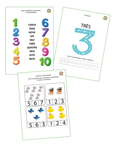 Kit 7 Em 1 - Caderno De Atividades De Matemática Infantil Pré Escola Homeschooling - Aprendizagem Lúdica Com Apostila Completa Capa Dura 299pg