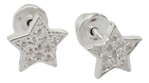 Aros Con Tope Estrella Circones De Plata 