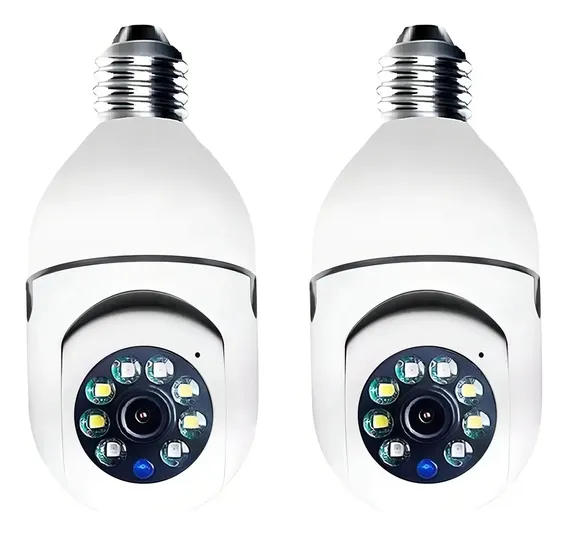 Kit 2 Câmeras Segurança 360º Jortan Wifi IP HD Visão Noturna Lâmpada