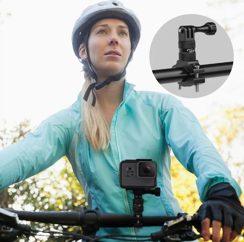 Soporte Manillar 360° Aluminio Bici Para Gopro 13 12 11 10 9 Negro