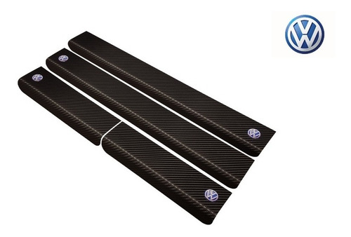Imagen 3 de 6 de Cubre Zocalos Carbono Volkswagen Gol Trend 5pt Logo Resinado