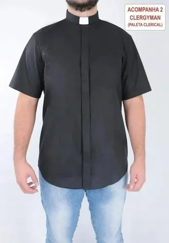 Camisa Para Padre Clerical Manga Curta Algodão Ref.: 201