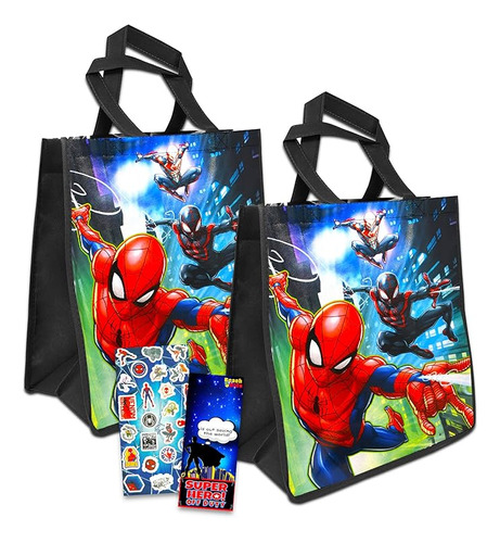 Paquete Economico 3 Bolsas Reutilizables Superheroes Grandes