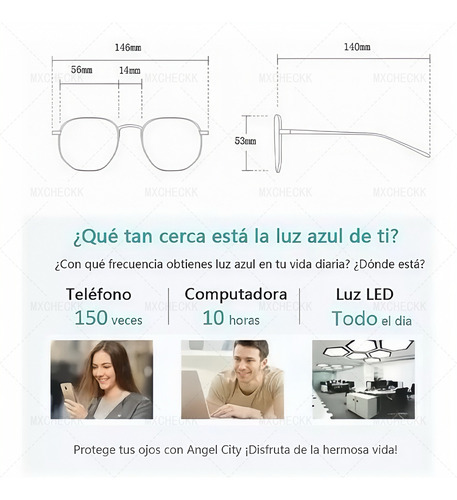 Gafas De Filtro De Luz Azul Para Anti Tensión De Ojos lentes computadora anti luz azul Anti UV400 Mxcheckk LUZAZUL lentes accesorios para mujer y hombre Rosa
