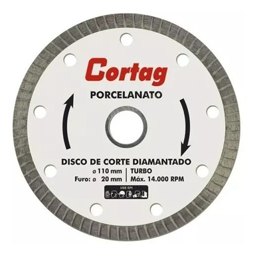 Disco Diamantado Cortag Turbo 110mm F.20mm 60863 Porcelanato
