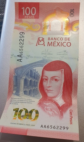 Billete Nuevo 100 Pesos Sor Juana Ines De La Cruz Serie Aa