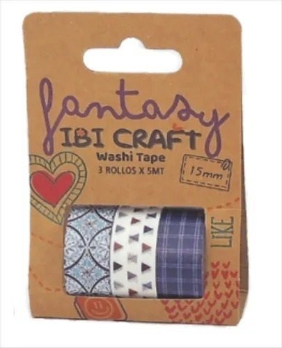 Washi Tape Cinta Adhesiva Decorativa Blue 15 Mm X 5 M X 3 U