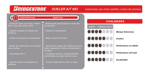 Imagen 2 de 9 de Combo X 4 Bridgestone 255/70 R16 111t Dueler A/t 693 Ar
