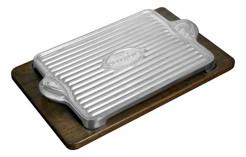 Bandeja Térmica Herencia Grill Grande Con Base De Madera 