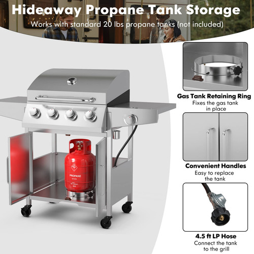 Giantex Propane Gas Grill With 4 Main Burners And 1 Side