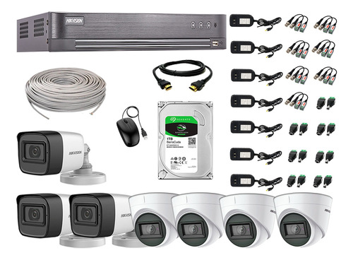 Cámaras Seguridad Kit 7 Hikvision 5mp + Disco 1tb Completo