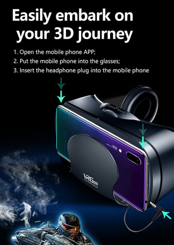 Vrg Pro 3d Vr Gafas Auriculares Incorporados Con Controlador
