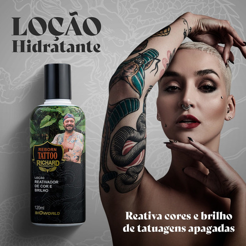 Imagem 2 de 2 de Loção Tattoo Reativador Cores Ácido Hialurônico Reborn 120ml