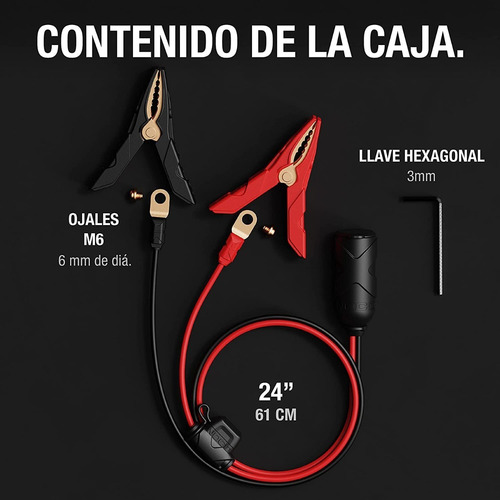 Conector 12v Hembra Con Pinzas Y Fusible Para Batería Noco
