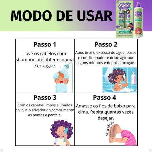 Kit Kolene Cachinhos: Sham 300ml, Cond 200ml E Ativador