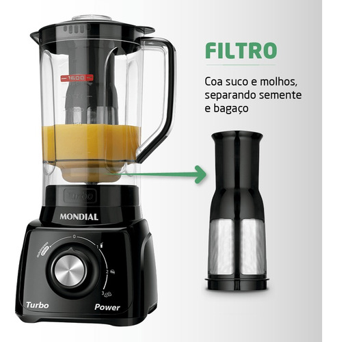 Liquidificador Turbo Power L-99 Fb 2,2l 550w Preto Mondial 110V
