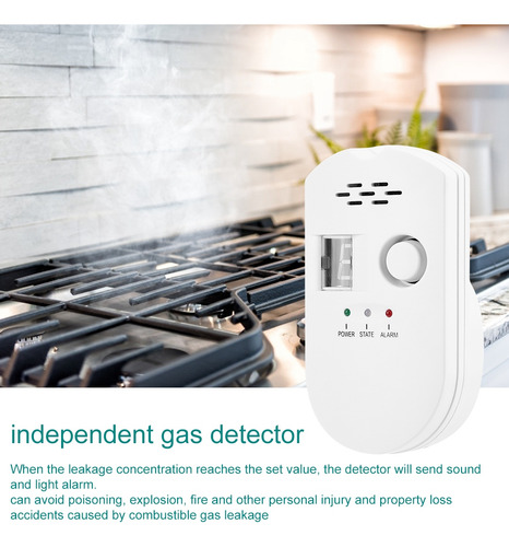 Detector De Alarme De Gás De Cozinha Abs White Ac 110-240v D