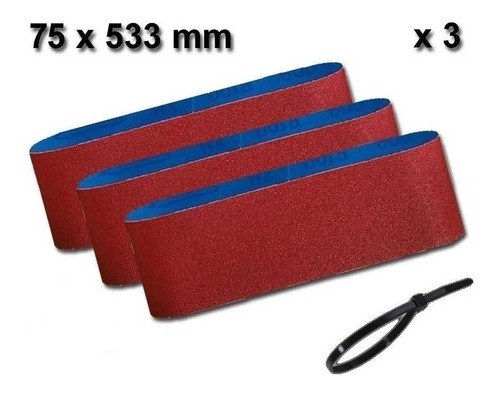 Imagen 1 de 6 de Set 3 Lijas De Banda 75x533 Grano 60 Bosch Lijadora + Regalo