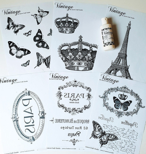 Imagen 8 de 8 de Transferencia X 6 Laminas Set Paris Laura Craft