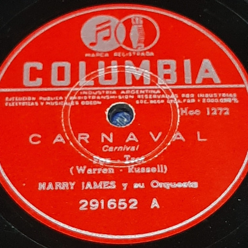 Pasta Harry James Y Su Orquesta Columbia C372