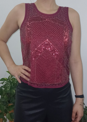 Imagen 7 de 8 de Musculosa Blusa Brillos Lentejuelas Bordadas Fiestas