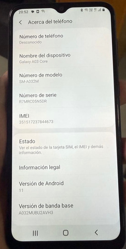 Celular Samsung Galaxy A03 Core Casi Nuevo Negro (Usado)
