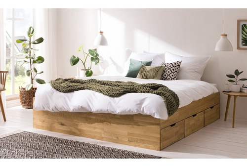 Imagen 1 de 5 de Cama Con Almacenaje De Madera 100% Roble Ref: Maciza42
