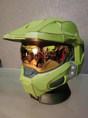 Halo Master Chief Casco De Lujo Soporte Luces Led Colección