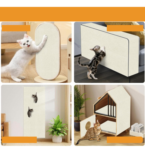 Rascador Alfombra Gato Michi Sillon Mueble Autoadhesivo - X2 Blanco