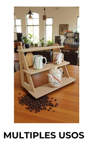Exhibidor Mini Escalera Stand Ferias. Velas. Multiuso 70cm Beige