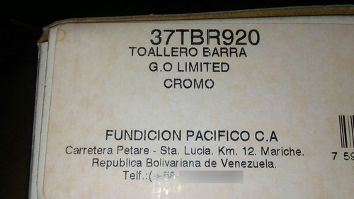 Toallero Barra G.o Limited Cromo