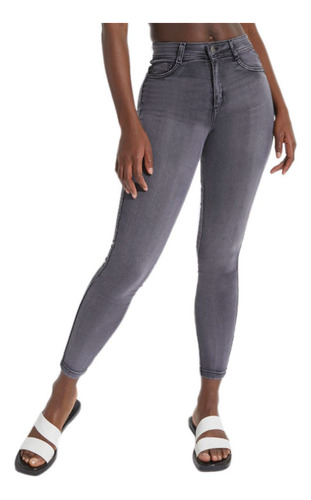 Jeans Mujer Tiro Alto Pitillo 1328 Gris Paradise Jeans