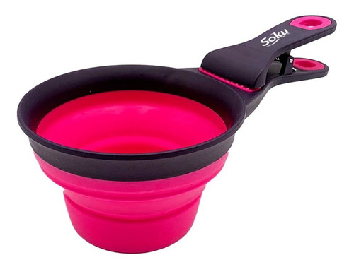 Soku Cucharón Tazón Plegable Croquetas Clip Sellador  3 En 1 Magenta Max 1 cup