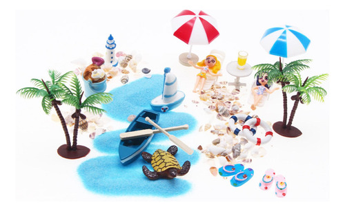 15 Piezas 1/12 Dollhouse Beach Kits Set Life Scene Parasol