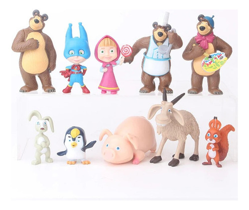 . Juego De 10 Muñecos Masha Figure Toys Doll Masse Bear For
