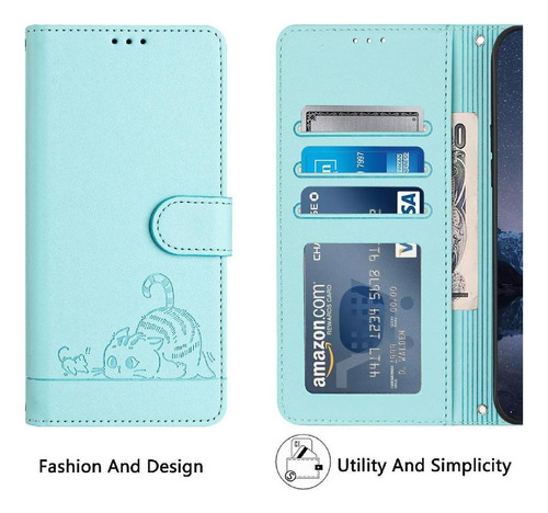 Funda For Motorola Edge 50 Fusion Cat Rfid Cartera Flip