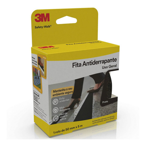 Fita Antiderrapante 3m Safety Walk Preta 50mm X 5m