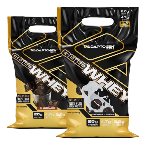 Combo 2 Gold Whey Concentrado 900g Adaptogen Original