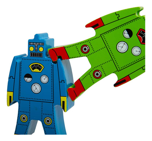 Juguete Apilable De Madera Robots 9 Piezas Para Niños 3 Años