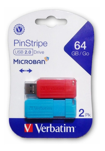 2 Pendrive 64 Gb Verbatim Pinstripe Usb Drive Microban